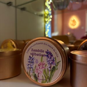 Lumânare parfumată handmade în cutie de călătorie mare cupru