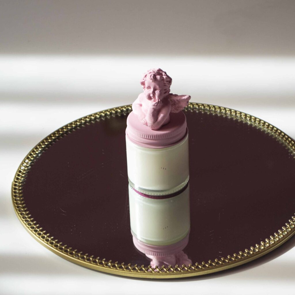 Lumânare parfumată din ceară de soia handmade Mărturie nuntă și botez