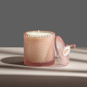 Lumânare parfumată în bombonieră Picături roz iridescent
