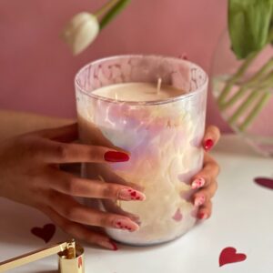 Lumânare parfumată în Vas Vogue XXL roz iridescent