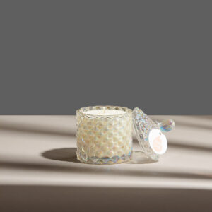 Lumânare parfumată în bombonieră baby Boem iridescentă