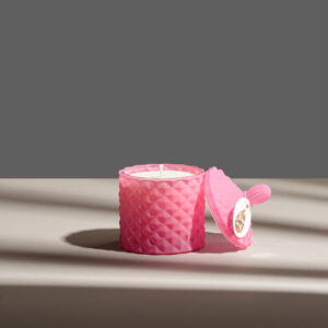 Lumânare parfumată în Bombonieră baby Boem roz mat