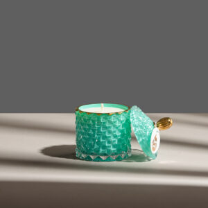 Lumânare parfumată cu arome de iarnă în Bombonieră baby Boem turcoaz royal