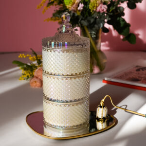 Set cu 3 lumânări parfumate în bomboniere Boem Trio Iridescent