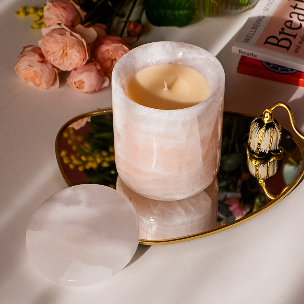 Lumânare parfumată în vas din piatră semiprețioasă Onyx - imagine 8