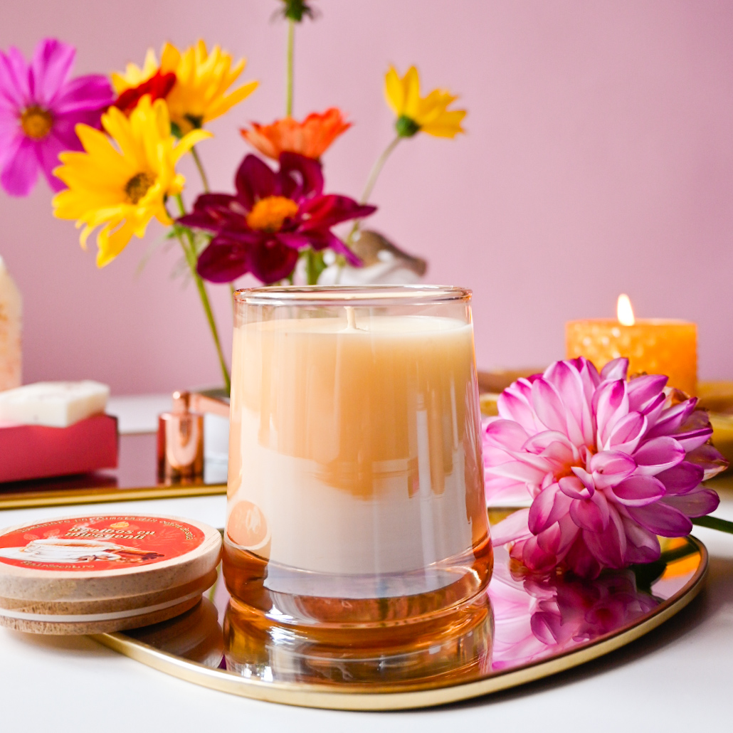 Lumânare parfumată în pahar Ambră perlat