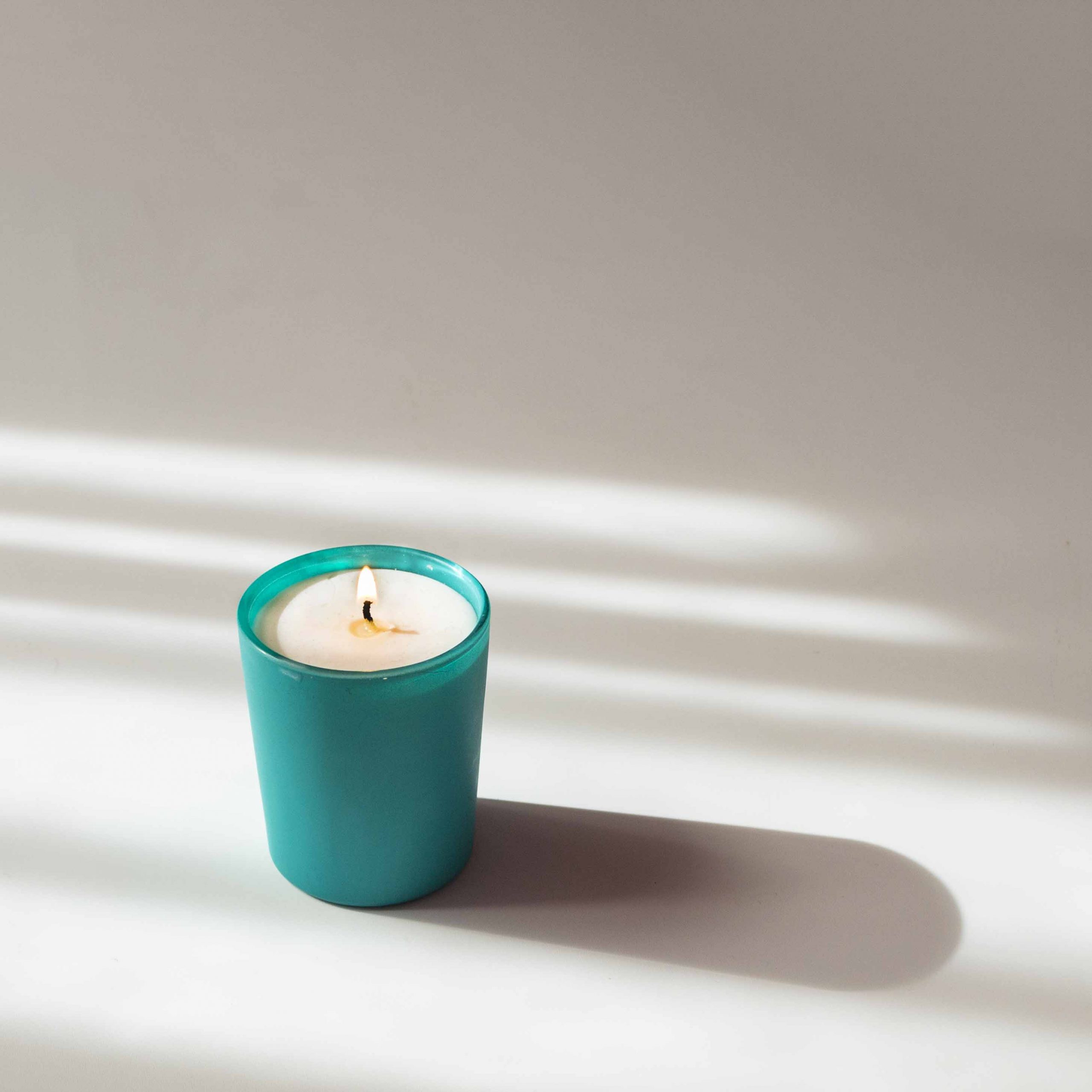 Lumânare parfumată în Minipahar turcoaz