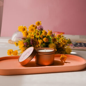 Lumânare parfumată handmade în cutie de călătorie mică cupru