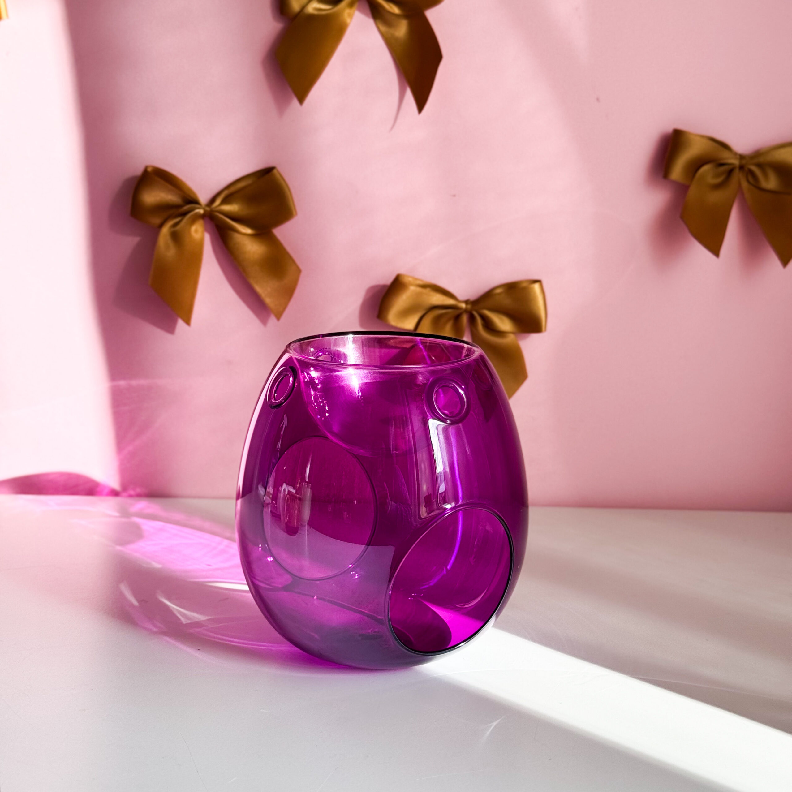 Lampă din sticlă mov pentru aromaterapie - imagine 2