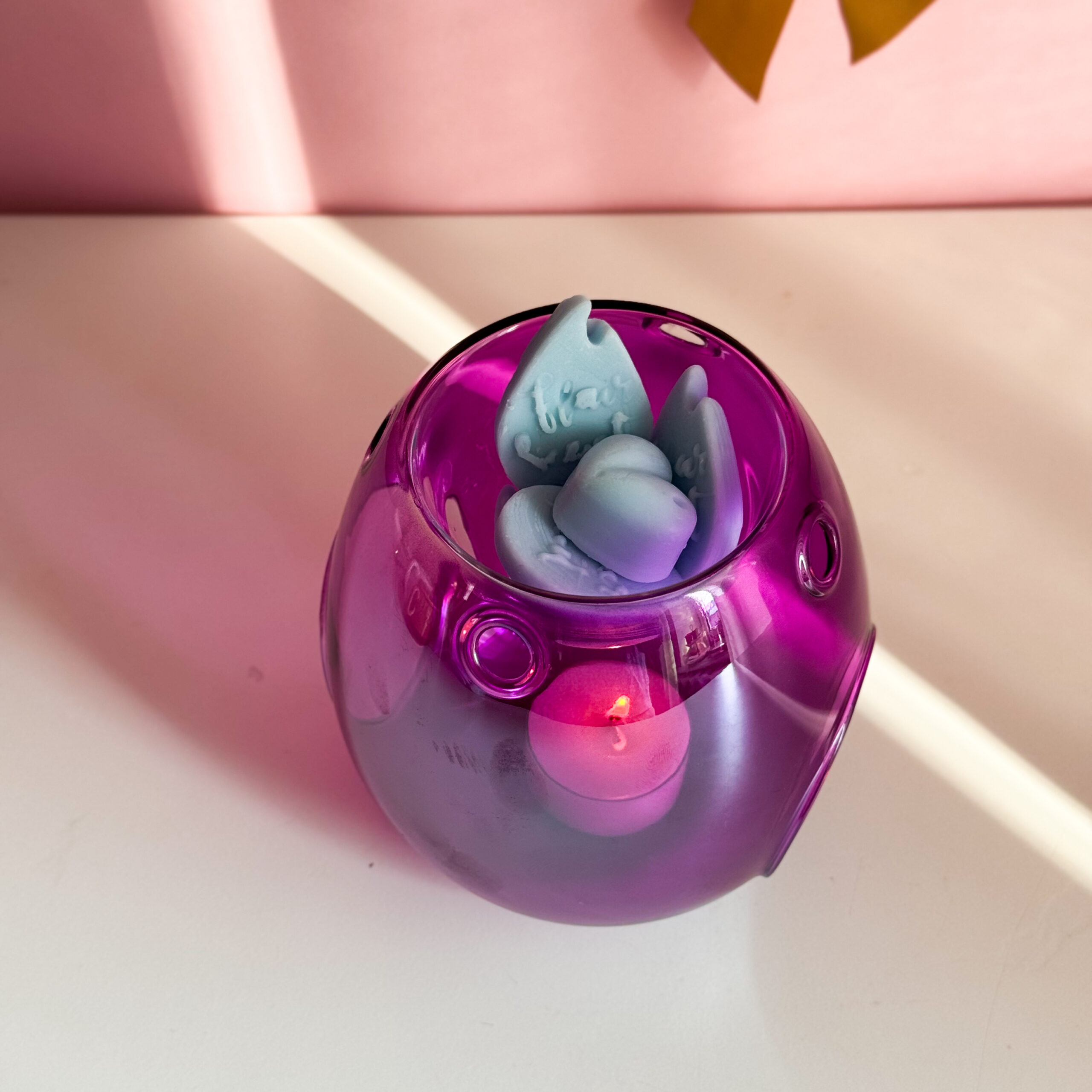 Lampă din sticlă mov pentru aromaterapie - imagine 4