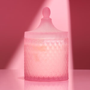 Lumânare parfumată în Bombonieră boem XL roz mat transparent