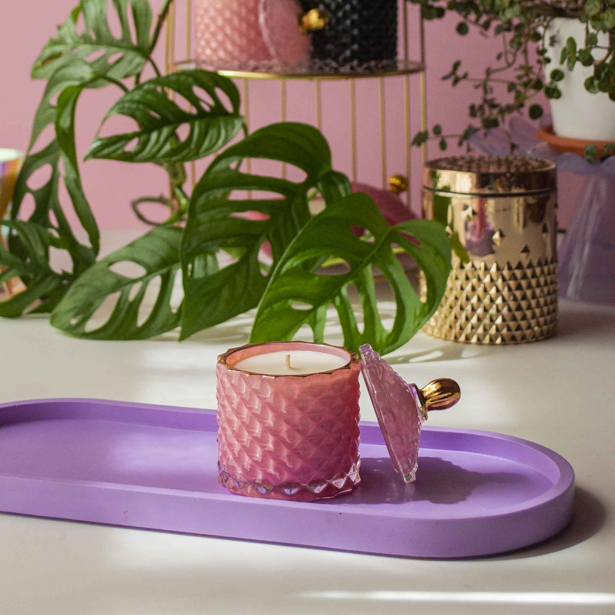 Lumânare parfumată în bombonieră baby Boem roz royal - Primăvară - imagine 4