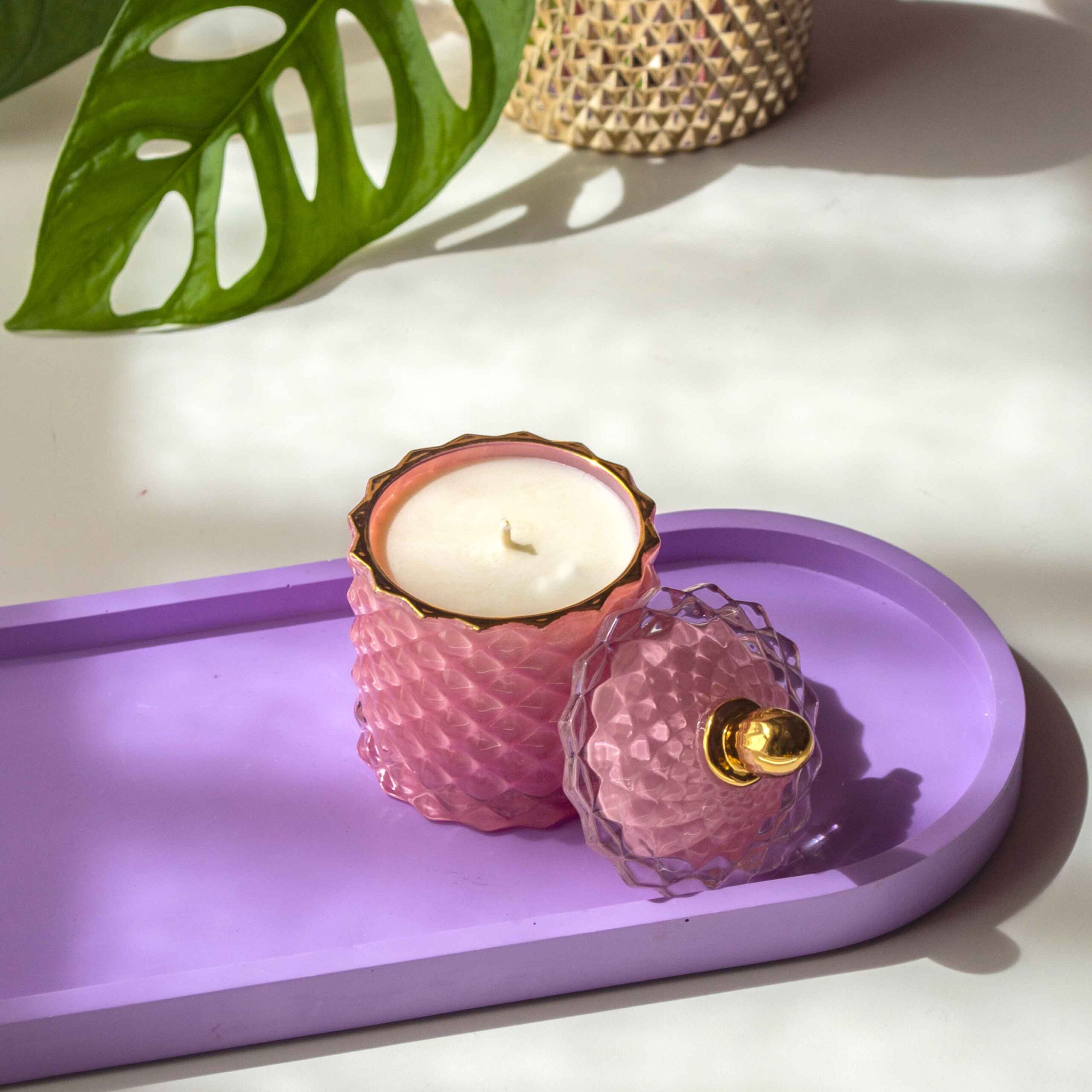 Lumânare parfumată în bombonieră baby Boem roz royal - Primăvară - imagine 3