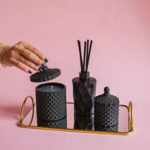 Set cu lumânari parfumate Boem și difuzor de parfum de cameră negru mat