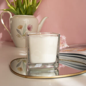 Lumânare din ceară de soia fără parfum în pahar Cube