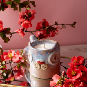 Lumânare artizanală Smelly Cat în cană ceramică cu Șerbet de piersici